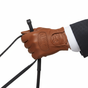 Gants d'équitation en cuir personnalisés OEM Vente en gros Premium Gants d'équitation doux au toucher avec logo de cheval en relief - Product Image 2