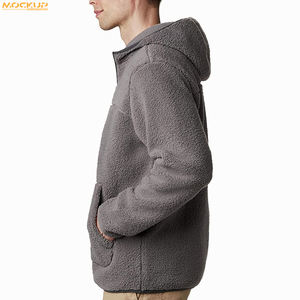 Pakistan fait hommes Sherpa sweats à capuche demi-fermeture éclair manches longues à capuche décontracté hiver Street Wear sweats pour hommes - Product Image 3