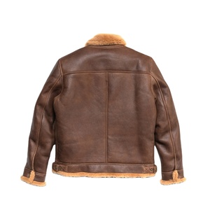 Chaqueta de Invierno de Lana Marrón/Poliéster con Cuello en V, Estilo Urbano, Chaqueta de Piel de Oveja para Hombre, Estilo Bomber, Aviador, Vintage - Product Image 5