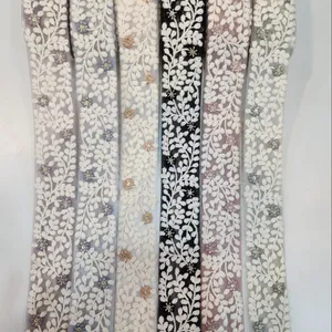 Desainer batas renda desain bordir tangan lengha untuk perbatasan kain renda untuk wanita