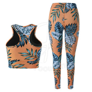 Conjuntos de gimnasio de Yoga de cintura alta reversibles para mujer 100% algodón sublimación patrón sólido logotipo de marca personalizable - Product Image 3
