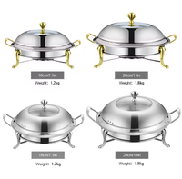Chauffe-Plats Professionnel Rond en Acier Inoxydable 201 de 9L pour Buffet d'Hôtel, Alimenté au Gaz, avec Maintien au Chaud de 6 à 8 Heures