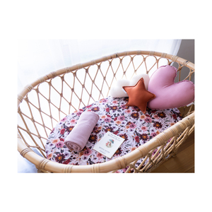 Hot Selling Soft and Breathable 100% cotton vintage leaf pattern <b>muslin</b> <b>baby</b> fitted bassinet sheet for <b>babies</b> - Product Image 4