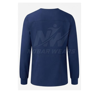 Lightweight Long Sleeve <b>Scrub</b> <b>Tops</b> Men Healthcare Work Uniform V Neck Design Breathable Fabric Multiple Utility Pockets - Product Image 4