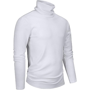Pulls d'hiver pour hommes coupe ajustée de haute qualité anti-rides avec col rond logo avant pull en polyester de couleurs unies - Product Image 6