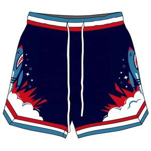 Shorts décontractés en maille anti-rides avec logo personnalisé, respirants, 100 % polyester, teinture unie, sublimation personnalisée, faible MOQ, vente en gros - Product Image 3