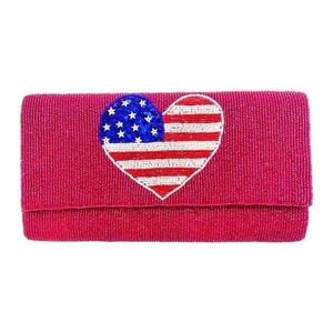 Beaded Hand Embroidered Purse Beautiful Red White Blue <b>Tote</b> <b>Bag</b> for Festive Independence Day <b>Promotions</b> - Product Image 1