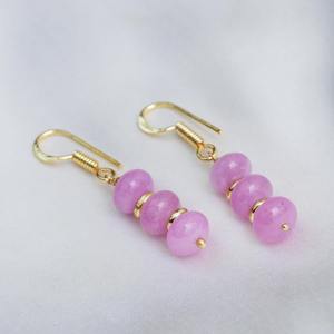 Pendientes colgantes de amatista lavanda, diseño chapado en oro hecho a mano con cuentas espaciadoras, joyería elegante de piedras preciosas púrpura claro para mujer - Product Image 6