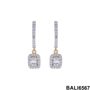 ชุดตุ้มหูทอง14K สีเหลืองหรูหราและหรูหรารูปทรงเบาะสำหรับผู้หญิงทรงเหลี่ยมเพชรธรรมชาติ - Product Image 2