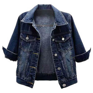 Veste en jean boutonnée de base personnalisée OEM pour les femmes respirant en cuir de mouton conception de vêtements à la mode - Product Image 1