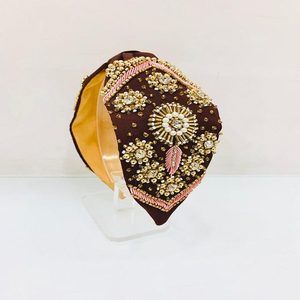 Diadema con Cuentas de Talla Única para Mujer, Accesorio para el Cabello Bordado a Mano, Estilo Moño Superior - Product Image 2