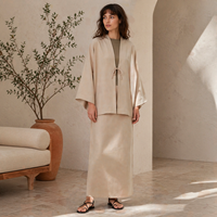 Ensemble deux pièces minimaliste en coton et lin pour femme, coordonné, haut et jupe, coupe ample, fournisseur OEM personnalisé, marché UE