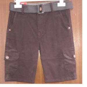 กางเกงขาสั้นเด็ก-ผ้ายืดผสมผ้าฝ้าย พิมพ์ลาย พร้อมเข็มขัดแบบ D-Ring และกระเป๋าแบบมีกระดุม - Product Image 1