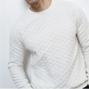 Haute qualité élastique Jacquard tissé hiver col rond sweat hommes Slim Fit pull pull T-shirt motif géométrique - Product Image 6