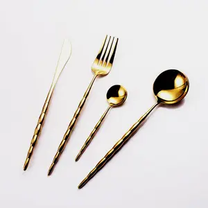 Greatest Quality Wholesale Gold Flatware Manufactured in India at Low Price Stainless Steel Cutlery Set for Restaurants Dinner