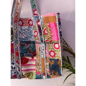 Boho <b>Hippie</b> Style Casual Tote Handbags for Women Eco-friendly Multi- Patchwork Printed Hand-Stitched Cotton Quilting Shoulder - Product Image 2