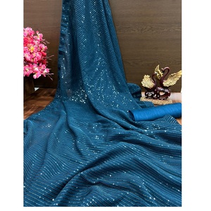 Georgette sequenza ricamo lavoro indiano Party Wear <span class=keywords><strong>Saree</strong></span> blusa pezzo a basso prezzo a buon mercato abbigliamento da sposa per le donne all'ingrosso