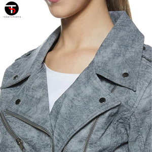 Chaqueta de cuero personalizada para mujer, chaqueta de cuero para transpirable Mujer, chaqueta sólida de manga larga al por menor para mujer, logotipo de diseño OEM - Product Image 5