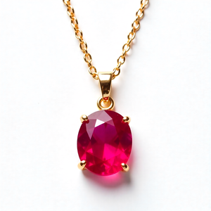 สร้อยคอทับทิมรูปไข่16นิ้ว8 GM | จี้อัญมณีหรูหรา | 925เงินสเตอร์ลิง18K ชุบทอง18K - Product Image 6