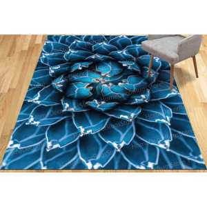 Alfombra con Estampado de Patrón Natural, Alfombra de Regalo para Pasillo con Diseño de Flor de Cactus Azul, Alfombra Suave No Tejida - Product Image 5