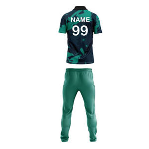 Customized Sublimation Cricket Uniform Set Men Women Turn <b>Down</b> Collar Quarter Button <b>Down</b> Cricket Jerseys <b>Pants</b> Unisex Adults - Product Image 2