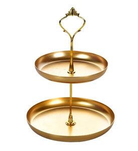 Support de gâteau en laiton poignée de conception de main support de Cupcake à 2 niveaux pour décor d'hôtel et de restaurants à la maison - Product Image 5