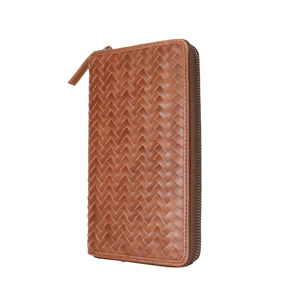 100% Genuine Leather Woven Zip Around Long <b>Wallet</b> <b>for</b> <b>Men</b> | Premium Leather Travel Organizer | <b>RFID</b> <b>Wallet</b> OEM ODM - Product Image 3