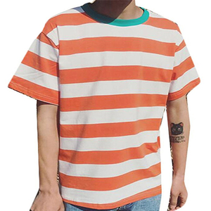 Wholesale striped <b>t</b>-<b>shirt</b> <b>men</b> Lightweight Hip Hop <b>curved</b> <b>hem</b> tee Hipster summer fashion custom logo Blank <b>T</b>-<b>shirt</b> for <b>men</b> - Product Image 1