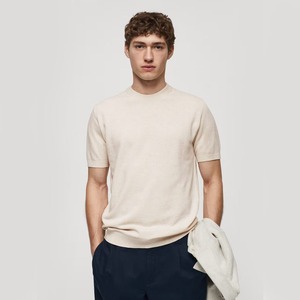 Confortable luxe classique hommes col en V t-shirt blanc personnalisé vieil argent Vintage t-shirt pour hommes plaine col montant t-shirt - Product Image 1