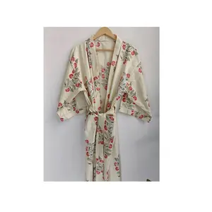 Indian Handblock Print <b>Kimono</b> Robe Bath for Ladies Nightwear Available at Wholesale Price <b>Beach</b> Robe - Product Image 1