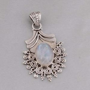 Pendentif en argent sterling avec pierre de lune arc-en-ciel fait à la main, pierre de naissance de juin, cadeau de bijoux pour femmes et enfants, bijoux fins de haute qualité - Product Image 2