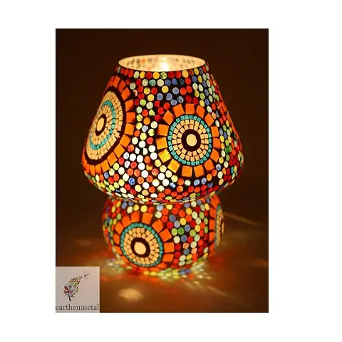 النادرة الهند متعددة اللون فسيفساء نمط قبة على شكل الزجاج مصباح إضاءة كلاسيكي للطاولة أضواء ليلية ل غرفة المعيشة المنزلي الجدول مصباح