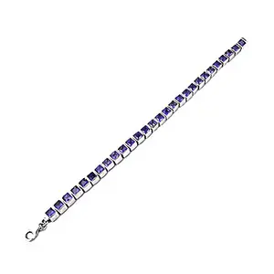 "Crystal Square Silver Amethyst Bracelet for Women's Gift" - Product Image 1
