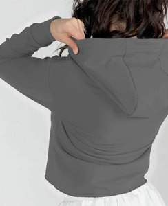 Pull à capuche surdimensionné en coton personnalisé de haute qualité pour femmes col à capuche en tricot solide Logo personnalisé - Product Image 5