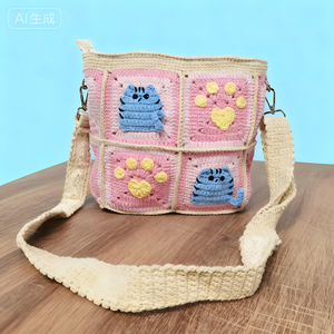 Bolso Bandolera de Lana Tejida a Crochet para Mujer, con Cierre de Cremallera y Decoración de Dibujos Animados, Portátil para Viajes, en Oferta - Product Image 5