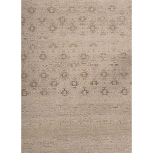 Alfombra de Lana Anudada a Mano Erbe Ivory, Diseño Geométrico Rectangular para Decoración de Sala de Estar, Pasillo y Hogar - Producto para Sala de Estar - Product Image 3