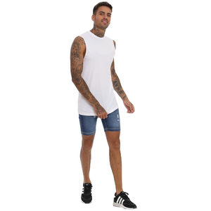 Haute qualité Hip Hop vêtements Gym sans manches T-Shirt épaule tombée sans manches T-shirt emmanchure hommes sans manches Gym T-shirts - Product Image 6