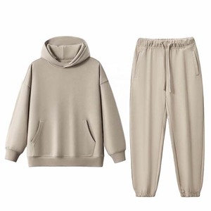 100% algodón invierno bordado Sudadera con capucha Jogger conjunto estampado personalizado Premium gimnasio pulóver Regular Fit hombres chándales - Product Image 4