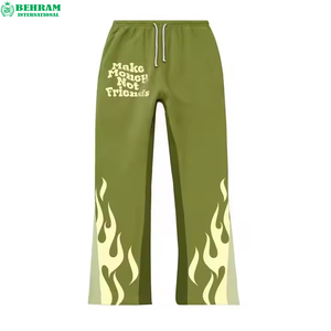 Pantalon évasé personnalisé Behram International avec logo, sweat à capuche vintage, impression sérigraphique, cordon de serrage, streetwear, survêtement de jogging - Product Image 6