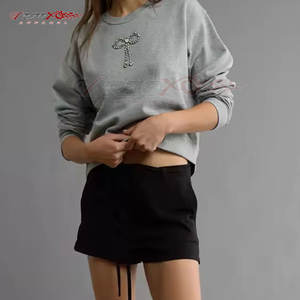 Sudadera elegante de mujer con diamantes de imitación con diseño brillante y tela de algodón suave sudadera de moda con diamantes de imitación - Product Image 4