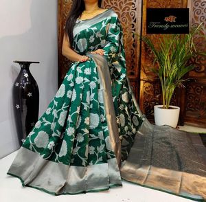 Nuevo indio tradicional atractivo puro suave seda Jequard trabajo Sari todo Sari de boda para mujeres venta al por mayor compras en línea - Product Image 2