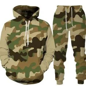 Conjuntos de Sudadera con capucha de camuflaje para hombre, conjunto de chándal con estampado 3D, pantalones con capucha para hombre, conjunto de 2 uds, ropa deportiva informal de gran tamaño para exteriores para hombre - Product Image 4