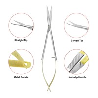 3 Buah Gunting Bedah Castroviejo Gigi Manual Baja Tahan Karat Alat Forceps Lurus/Melengkung Instrumen Kedokteran Gigi CE Ergonomis