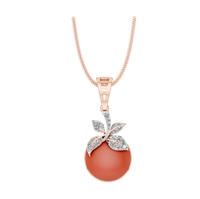 Bijoux fins personnalisables pour femmes pendentif rond en pierre orange avec feuille de diamant en or véritable 14 carats 18 carats OEM ODM Inde pour enfants