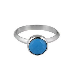 Solid 925 Sterling Silver <b>Ring</b> with 8mm round Shape Faceted <b>Turquoise</b> Gemstone Handmade Jewelry for Wedding or Party - Product Image 6