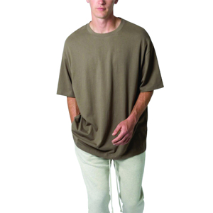 Camiseta de algodón 100% para hombre con hombros descubiertos y cuello redondo de gran tamaño de alta calidad, estampado personalizado, estilo cuadrado liso, longitud larga, Parte delantera en blanco - Product Image 1