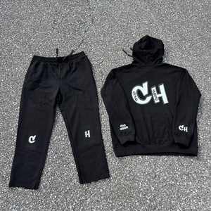 Chándales con logotipo personalizado para hombre, traje de lana para correr, chándal liso, conjunto de pantalones de chándal y sudaderas con capucha unisex, trajes - Product Image 3