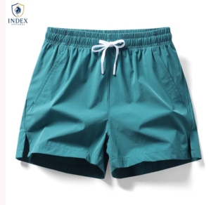 INDEX APPAREL กางเกงขาสั้นผู้ชายสีพื้น แห้งเร็ว เอวกลาง มีเชือกผูก ลำลอง สปอร์ต สีเขียว - Product Image 2