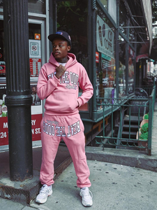 Men's Cotton <b>Jogger</b> Sweatpants Hoodie Set Unisex Loose Fit Streetwear Embroidered Custom Tracksuit Sweatsuit with Stacked Pants - Product Image 5