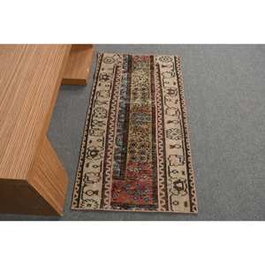 พรมขนสัตว์สไตล์ตุรกีทำด้วยมือ3.9ft 2.1ชิ้นแบบคลาสสิกงานเย็บปะสี่เหลี่ยมสำหรับห้องนั่งเล่นห้องนอนห้องโถงห้องโถงน้ำยาง - Product Image 1